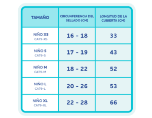 Calvarro - Tabla tallas cubre escayolas infantil